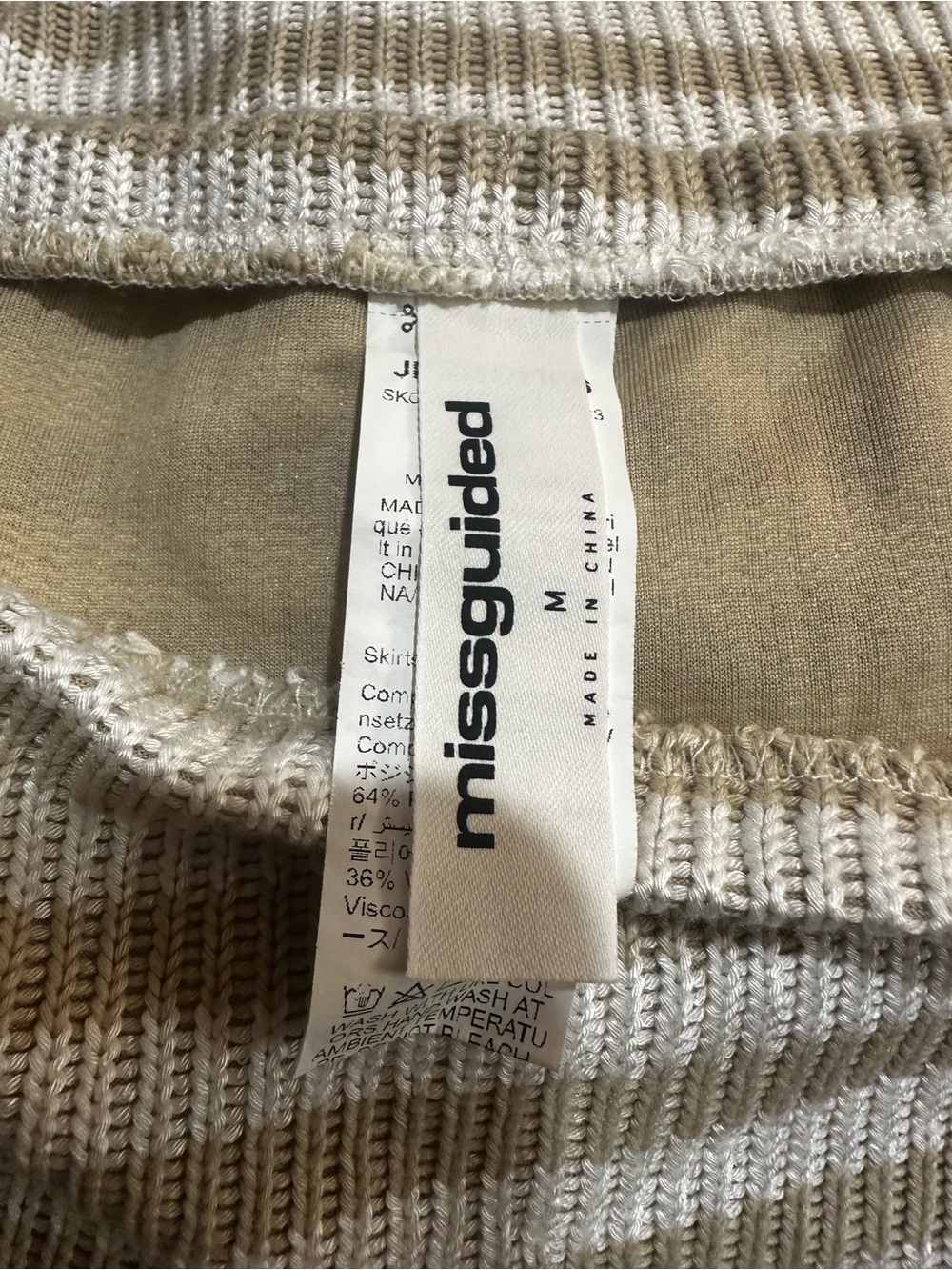 Missguided Striped Knit Mini Skirt in Beige and White Medium - Picture 3 of 5